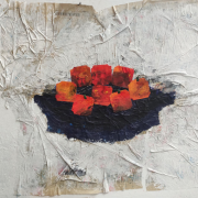 Still Life | Newspaper, bamboo paper, acrylic on cardboard | Feb. 2026